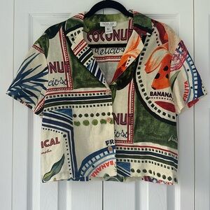 Rachel Zoe Cropped short sleeve button down shirt size S never worn